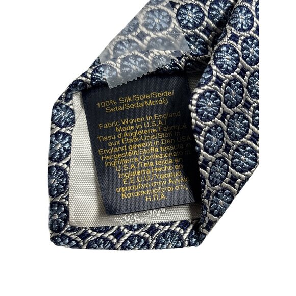Brooks Brothers XL Navy & Silver Geometric Pattern 100% Silk Tie - Picture 3 of 7